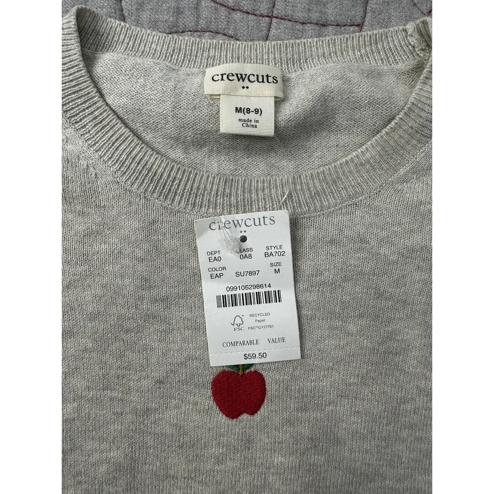 Crewcuts‎ Sweater Gray Embroidered Red Apple / Girls' Medium